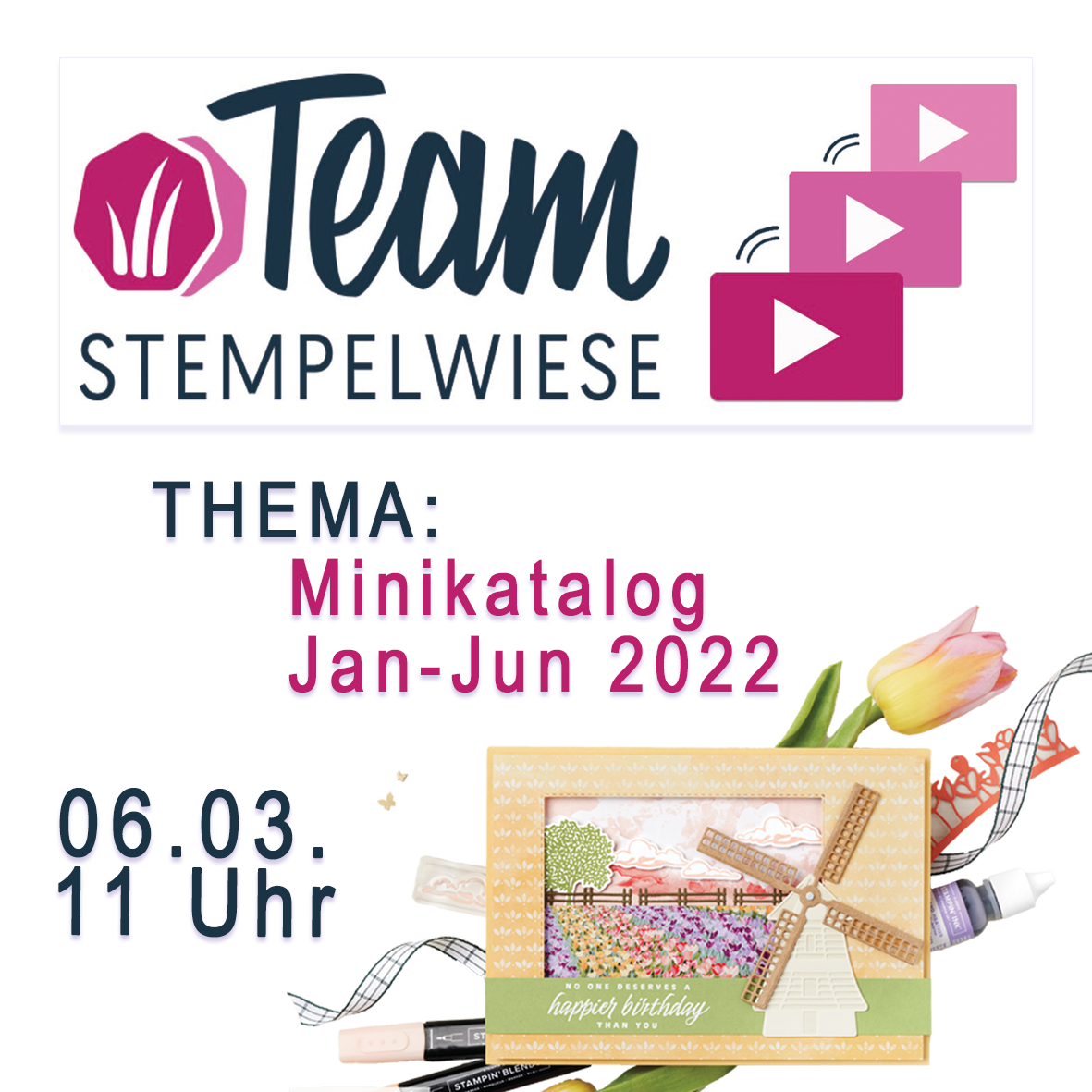 Video Hop Team Stempelwiese | Minikatalog Januar bis Juni 2022 | Scrapbook-Layout Collagen-Kunst