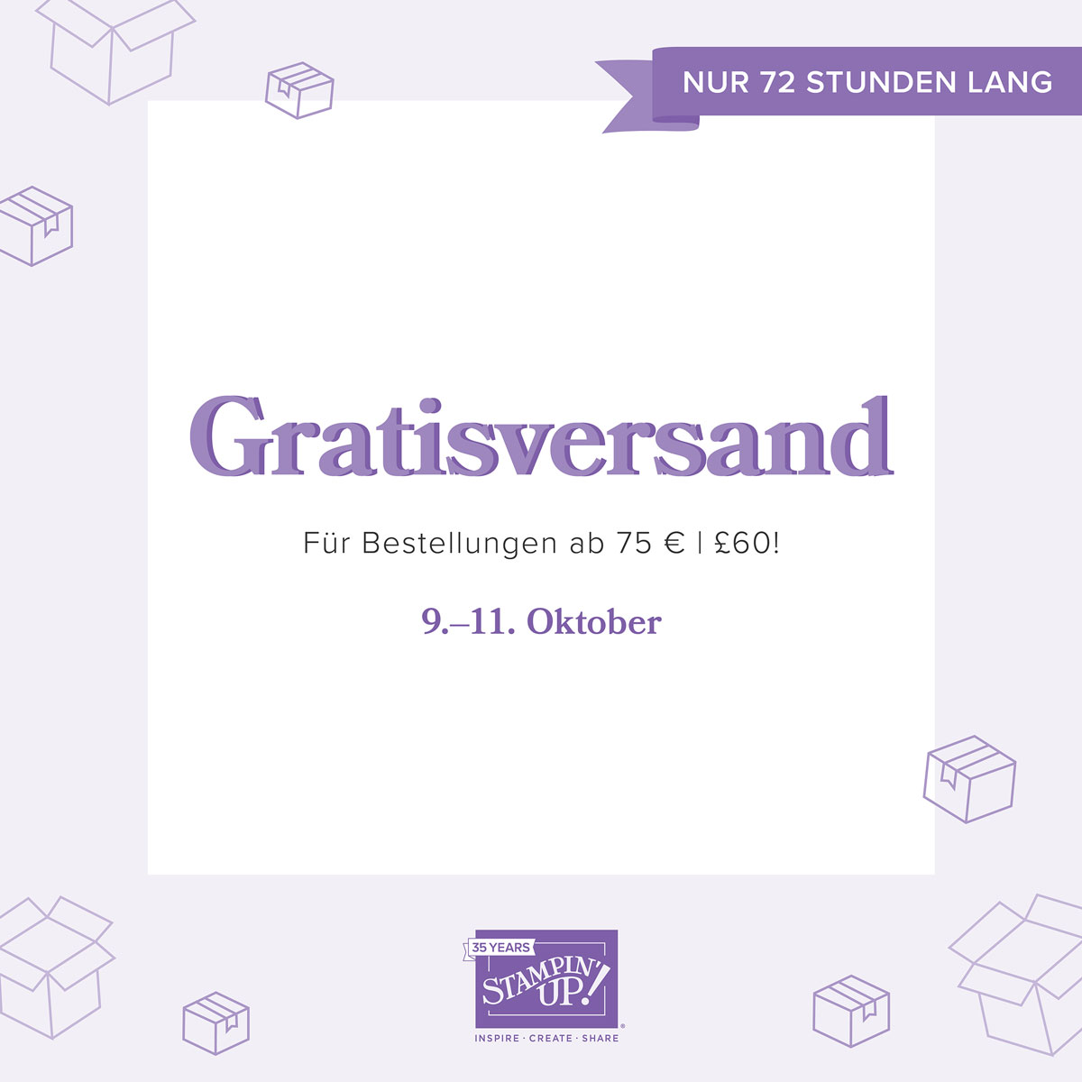3 Tage Gratisversand von Stampin’ Up! vom 9. bis 11.10.